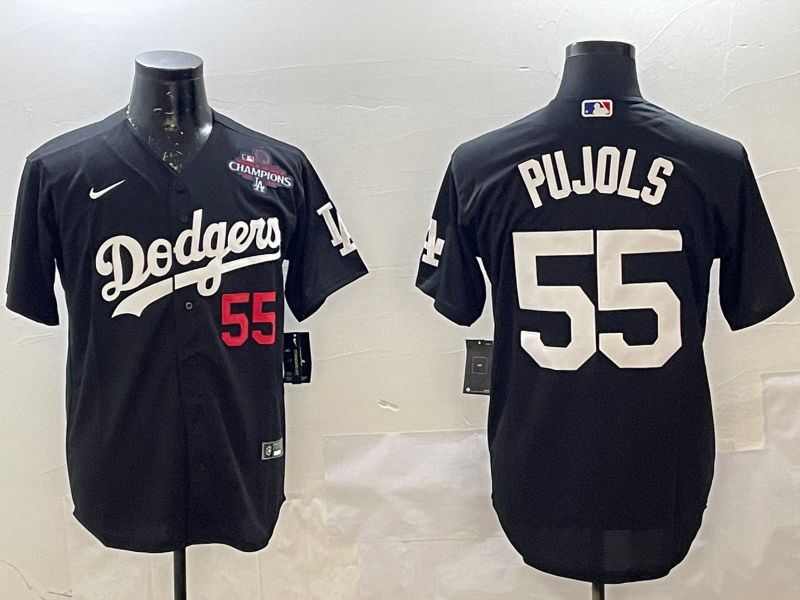 Men Los Angeles Dodgers 55 Pujols Black Game 2025 Nike MLB Jersey style 2261